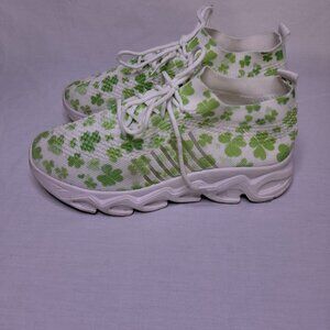 Green and White Patterned Sneakers